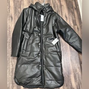 Long leather puffer, never been worn